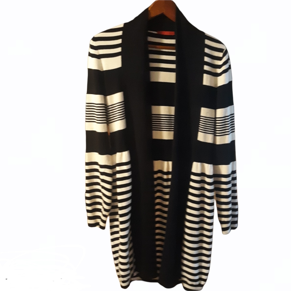 RED brand Black/White Striped Open Cardgian